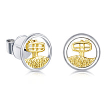 Laden Sie das Bild in den Galerie-Viewer, Inselsilber: Ohrring, Ohrstecker "Ostseebad Binz" 925er Silber, bicolor, KA61WY