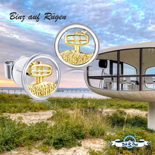 Laden Sie das Bild in den Galerie-Viewer, Inselsilber: Ohrringe, Ohrstecker "Ostseebad Binz" 925er Silber, bicolor, KA61WY