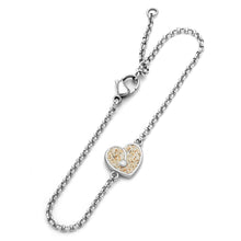 Laden Sie das Bild in den Galerie-Viewer, Armband Heart aus Edelstahl mit echtem Strandsand®, Herzmotiv und 1,7 mm Crystal von DUR (STB1003SA)
