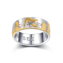 Laden Sie das Bild in den Galerie-Viewer, Inselsilber: Ring „Ostsee“ der Bicolor - Ostsee - Ring, 925er Silber, silber und vergoldet KA14WY