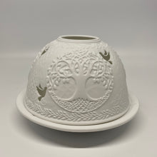 Laden Sie das Bild in den Galerie-Viewer, Porzellan Windlicht, „Lebensbaum"