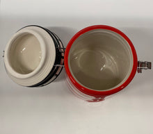 Laden Sie das Bild in den Galerie-Viewer, Keramik-Leuchtturm-Vorratsdose, Kaffeedose, Dose, „Rot/Weiß“, groß