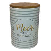 Laden Sie das Bild in den Galerie-Viewer, Porzellan - Vorratsdose, Kaffeedose, Dose, „Meer macht glücklich“
