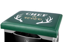 Laden Sie das Bild in den Galerie-Viewer, Bierkasten Sitzpolster, Sitzkissen, Biersitz, Abdeckung für Bierkiste, Auflage „Chef im Revier“