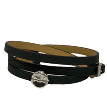 Laden Sie das Bild in den Galerie-Viewer, DUR Schmuck: Armband, Lederarmband schwarz mit Lavasandelement, A1598