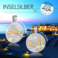 Laden Sie das Bild in den Galerie-Viewer, Inselsilber: Anhänger, Wendeanhänger "Kap Arkona und Seebrücke Sellin", 925er Silber, vergoldet - bicolor KA12WY
