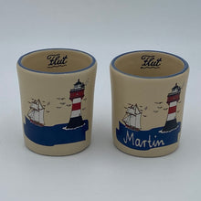 Laden Sie das Bild in den Galerie-Viewer, Eierbecher / Schnapsglas „Leuchtturm“ mit Wunschnamen - Jeder Name ist möglich!