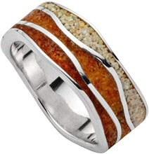 Laden Sie das Bild in den Galerie-Viewer, DUR Schmuck: Ring, "Strandwellen", mit Strandsand und Bernstein, R5407