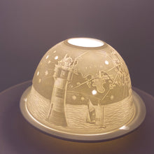 Laden Sie das Bild in den Galerie-Viewer, Porzellan Windlicht, „Segelschiffe in der Nacht"