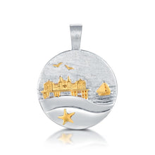 Laden Sie das Bild in den Galerie-Viewer, Inselsilber: Anhänger, Wendeanhänger "Kap Arkona und Seebrücke Sellin", 925er Silber, vergoldet - bicolor KA12WY