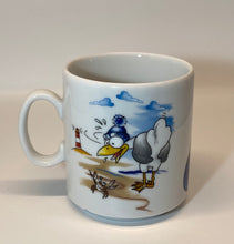 Laden Sie das Bild in den Galerie-Viewer, Tasse, Porzellan, „lustige Möwen“ mit Wunschnamen - Jeder Name ist möglich!