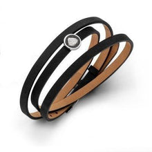 Laden Sie das Bild in den Galerie-Viewer, DUR Schmuck: Armband, Lederarmband schwarz mit Lavasandelement A1598