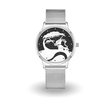 Laden Sie das Bild in den Galerie-Viewer, DUR Schmuck: Uhr 40er "Küste" mit Lavasand, Mesh Band Edelstahl, DW016