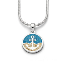 Laden Sie das Bild in den Galerie-Viewer, DUR Schmuck: Anhänger "Anker" mit Strandsand und Steinsand blau P3528
