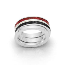 Laden Sie das Bild in den Galerie-Viewer, DUR Schmuck: Ring "Erde und Feuer" mit Lavasand, Silber und Koralle R4987