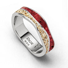 Laden Sie das Bild in den Galerie-Viewer, DUR Schmuck: Ring "Feuerwelle" mit Strandsand und Koralle R5400