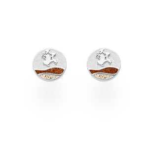 DUR Schmuck: Ohrringe, Ohrstecker Strandwellen "Insel Rügen" 10 mm mit Strandsand und Bernsteinsand, O5623