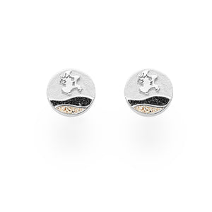 DUR Schmuck: Ohrringe, Ohrstecker Strandwellen "Insel Rügen" 10 mm mit Strandsand und Lavasand, O5621