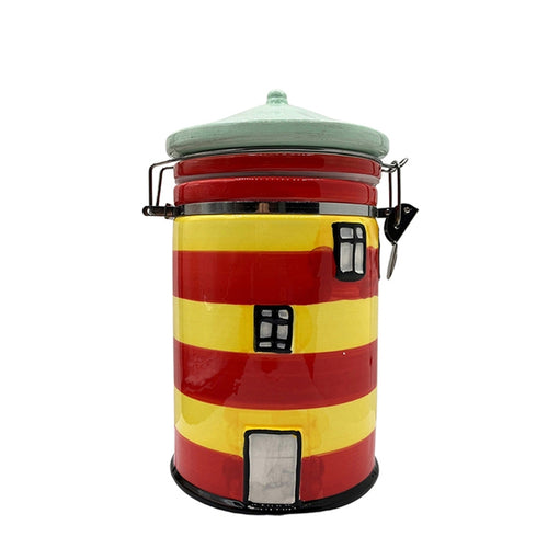 Keramik-Leuchtturm-Vorratsdose „Pilsum“, mittel, 250g