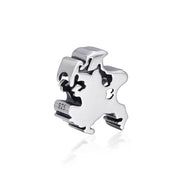 Inselsilber: Anhänger, Bead  “Insel Rügen“  Der Bead mit dem Insel - Umriss, 925er Sterlingsilber, KA18OX