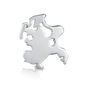 Inselsilber: Charm “Insel Rügen“  Der Charm mit dem Insel - Umriss, Mini-Einlage für befüllbare Anhänger,  925er Sterlingsilber, KA68