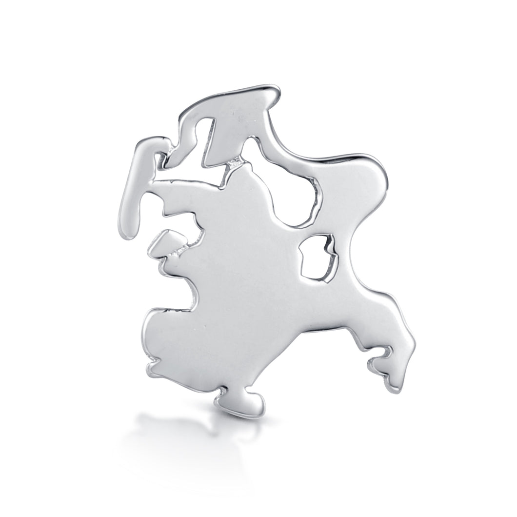 Inselsilber: Charm “Insel Rügen“  Der Charm mit dem Insel - Umriss, Mini-Einlage für befüllbare Anhänger,  925er Sterlingsilber, KA68