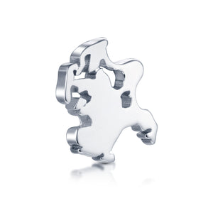 Inselsilber: Charm “Insel Rügen“  Der Charm mit dem Insel - Umriss, Mini-Einlage für befüllbare Anhänger,  925er Sterlingsilber, KA68