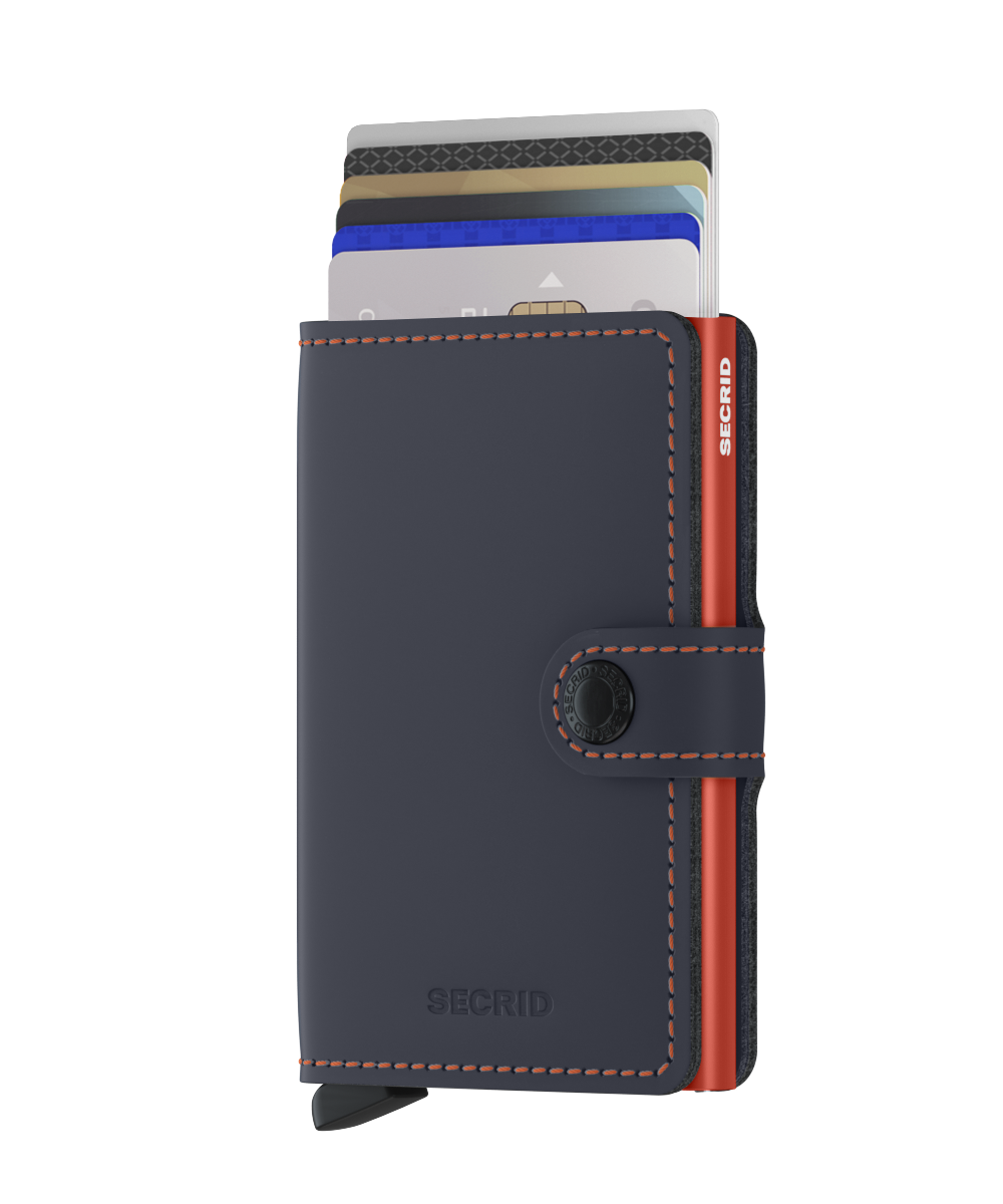 SECRID: Miniwallet, Portemonnaie, Wallet, Kartenetui, matte Night-Blue & Orange