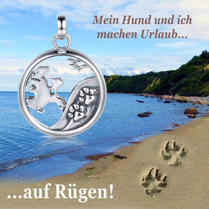 Inselsilber: Anhänger, "Mein Hund und ich auf Rügen", 925er Silber, KA24OX