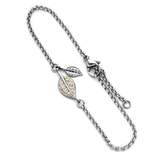 Laden Sie das Bild in den Galerie-Viewer, Armband Leaf aus Edelstahl mit echtem Strandsand®, Blattmotiv und beweglichem Blattanhänger von DUR (STB1001SA)

