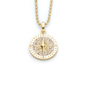 Anhänger „Kompassrose 2.0“ von DUR Schmuck aus vergoldetem 925er Silber, rund, 15 mm, gefüllt mit echtem Strandsand – Symbol für Orientierung und Meer