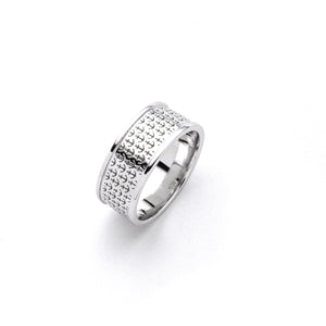 Bandring „Ankerplatz“ von DUR Schmuck aus rhodiniertem 925er Sterling-Silber, 9 mm breit, mit umlaufenden gelaserten Anker-Motiven – maritimes Symbol