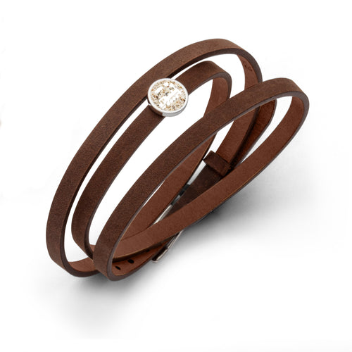 DUR Schmuck: Lederarmband braun, 58 cm, mit Sandelement 