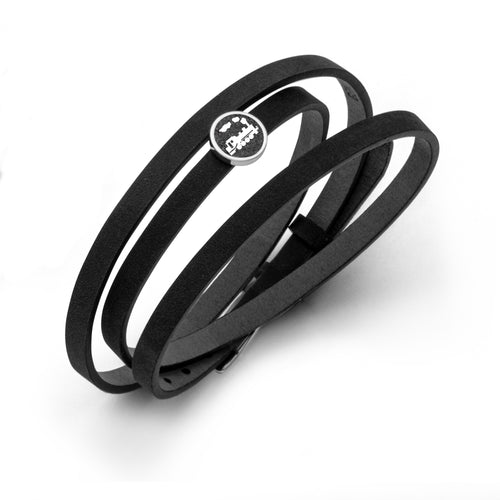 Lederarmband schwarz mit Lavasandelement 