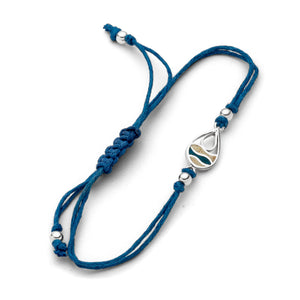 DUR Schmuck: Cotton-Armband "Strandwellen" Drop mit Strandsand und blauem Steinsand, 925er Silber, A1965