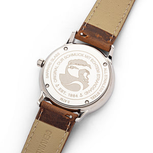 DUR Schmuck: Uhr 36er "Kompass" mit Strandsand, Lederband braun, DW001
