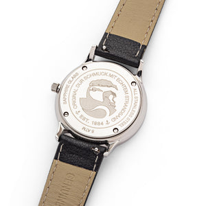 DUR Schmuck: Uhr 40er "Kompass" mit Lavasand, Lederband schwarz, DW013