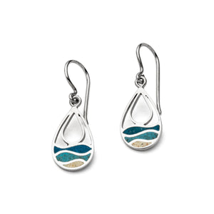 DUR Schmuck: Ohrringe, Ohrhänger "Strandwellen" Drop mit Strandsand und blauem Steinsand, O5731