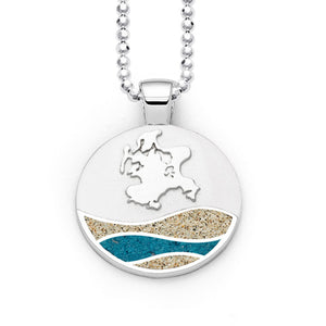 DUR Schmuck: Anhänger Strandwellen "Insel Rügen" mit Strandsand und blauem Steinsand, P4734