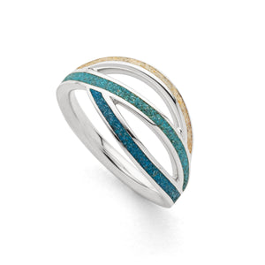 DUR Schmuck: Ring "Ocean Stream" mit Strandsand und blauem Steinsand, R5855