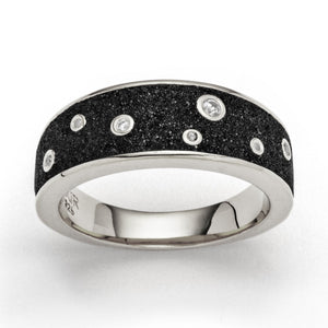 DUR Schmuck: Ring "Monaco" mit Lavasand und Zirkonia, rhodiniert, R6124