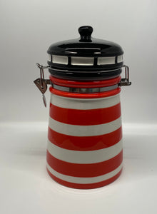 Keramik-Leuchtturm-Vorratsdose, Kaffeedose, Dose, „Rot/Weiß“
