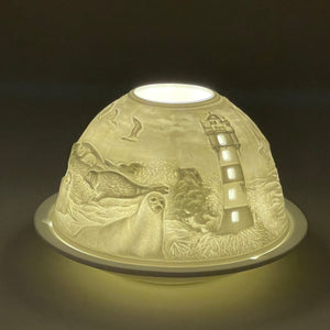 Porzellan Windlicht, Teelicht "Leuchtturm"
