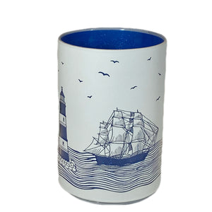 Glas Windlicht, Twinkle klein, „Leuchtturm und Segelschiff"