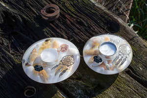 Dreamlight: Teelichthalter aus Glas, Ufo Medium, „Boho Dreams“