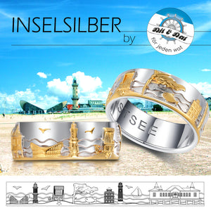 Inselsilber: Ring „Ostsee“ der Bicolor - Ostsee - Ring, 925er Silber, silber und vergoldet KA14WY