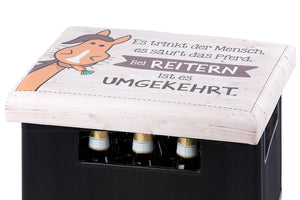 Bierkasten Sitzpolster, Sitzkissen, Abdeckung für Bierkiste, Auflage „Bei Reitern“