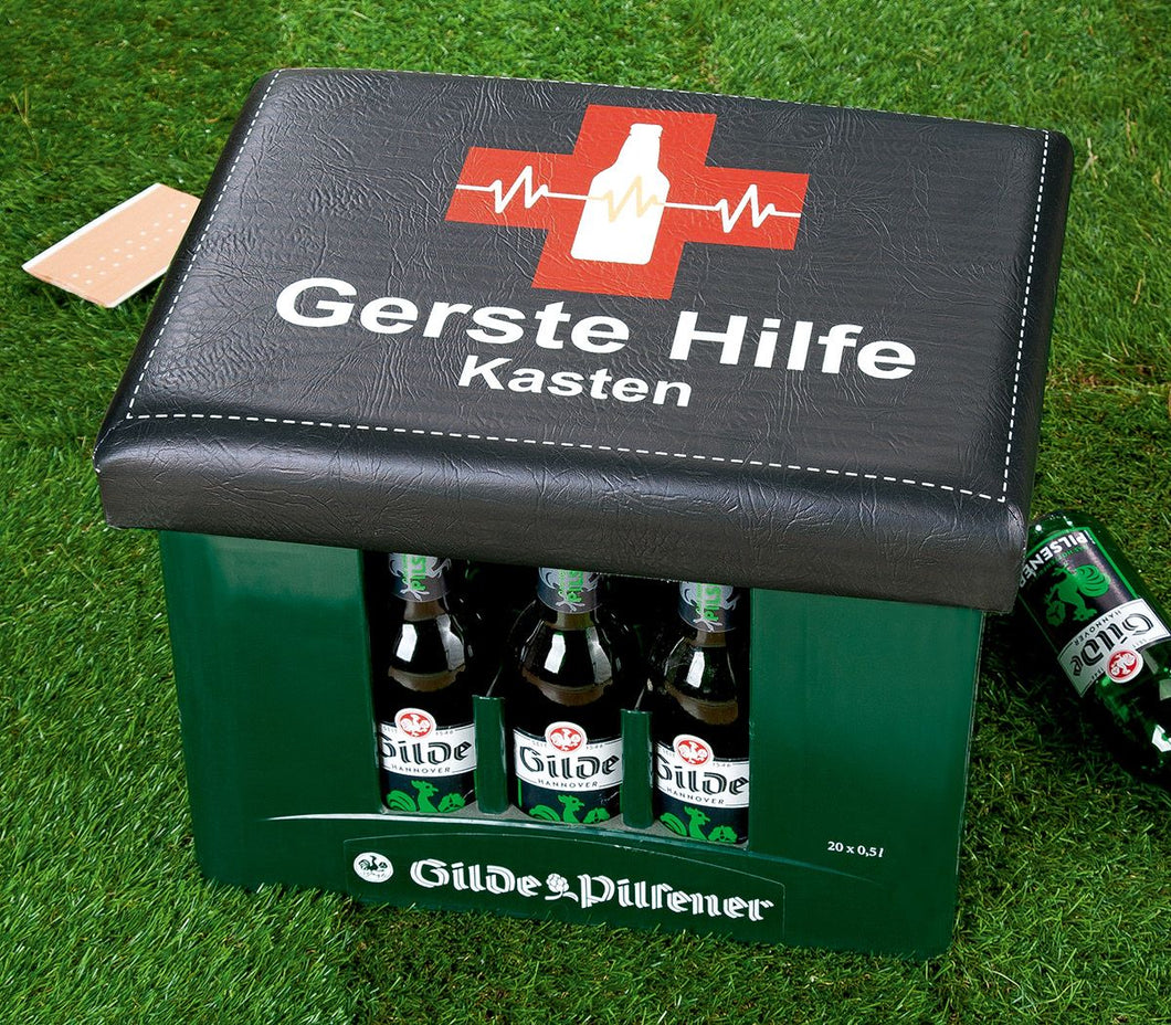 Bierkasten Sitzpolster, Abdeckung für Bierkiste, Auflage „Gerste Hilfe Kasten“