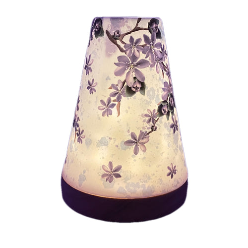 Porzellan Windlicht Vintage Style, „lila Blüten