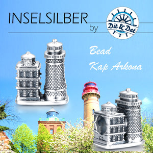 Inselsilber: Anhänger, Bead  “Kap Arkona“ der Rügen - Leuchtturm  - Bead, 925er Sterlingsilber, KA16OX